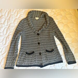 Christopher & Banks sweater large black and white 100% sweater